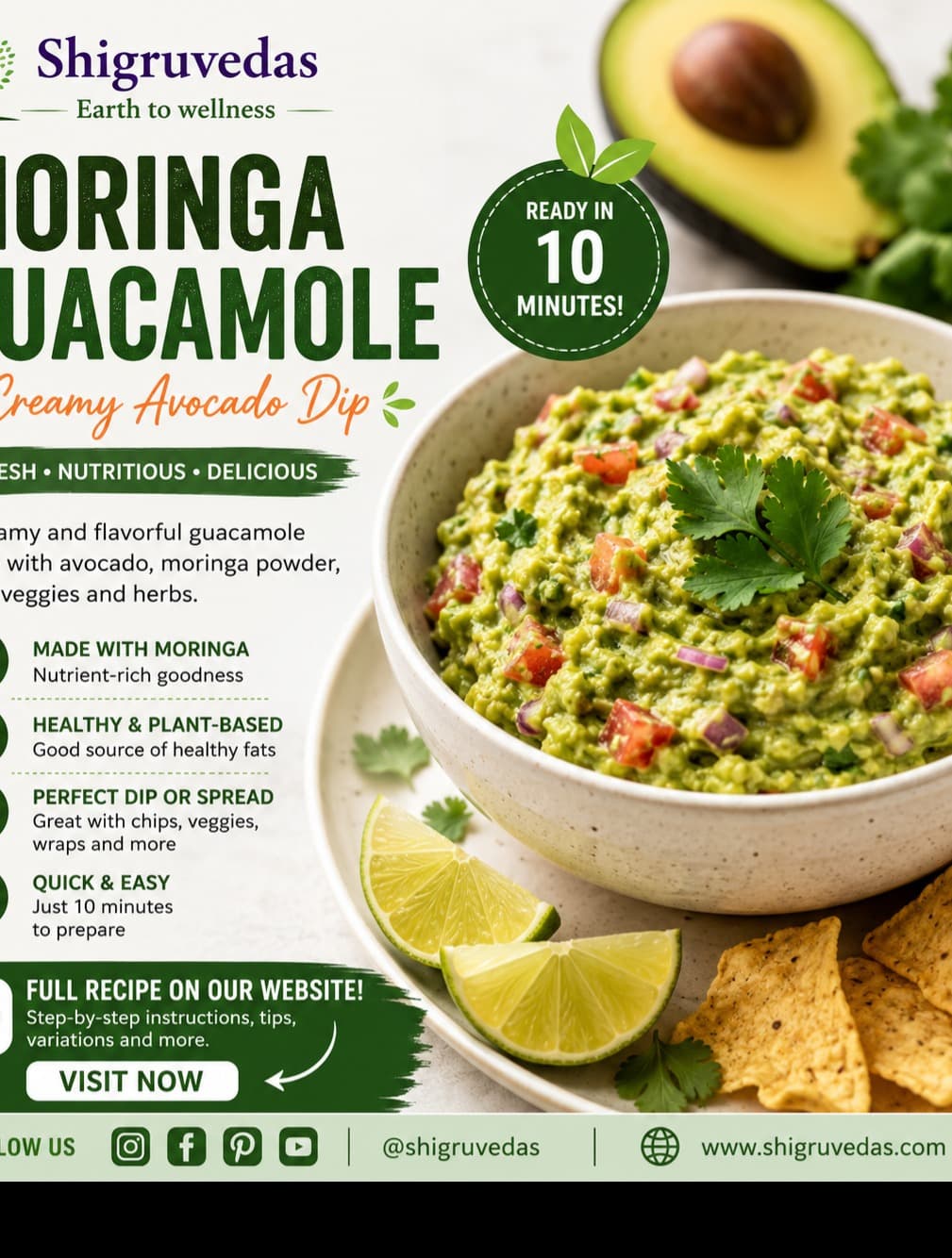Moringa Guacamole – Creamy Avocado Dip with Moringa Powder